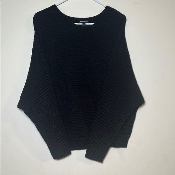 Express Black Crew Neck Sweater with Relaxed Fit - Picture 1 of 4